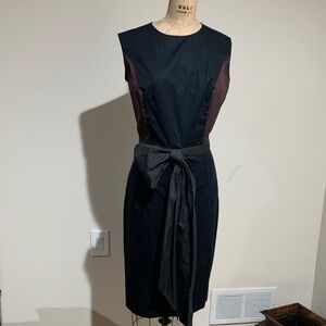 Yves Saint Laurent Black and Brown Midi Dress